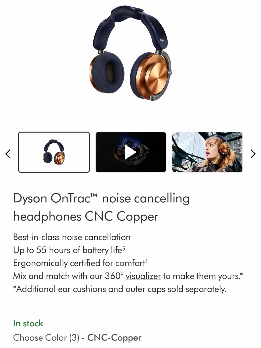 Dyson Over-Ear Headphones — Copper and Navy Blue